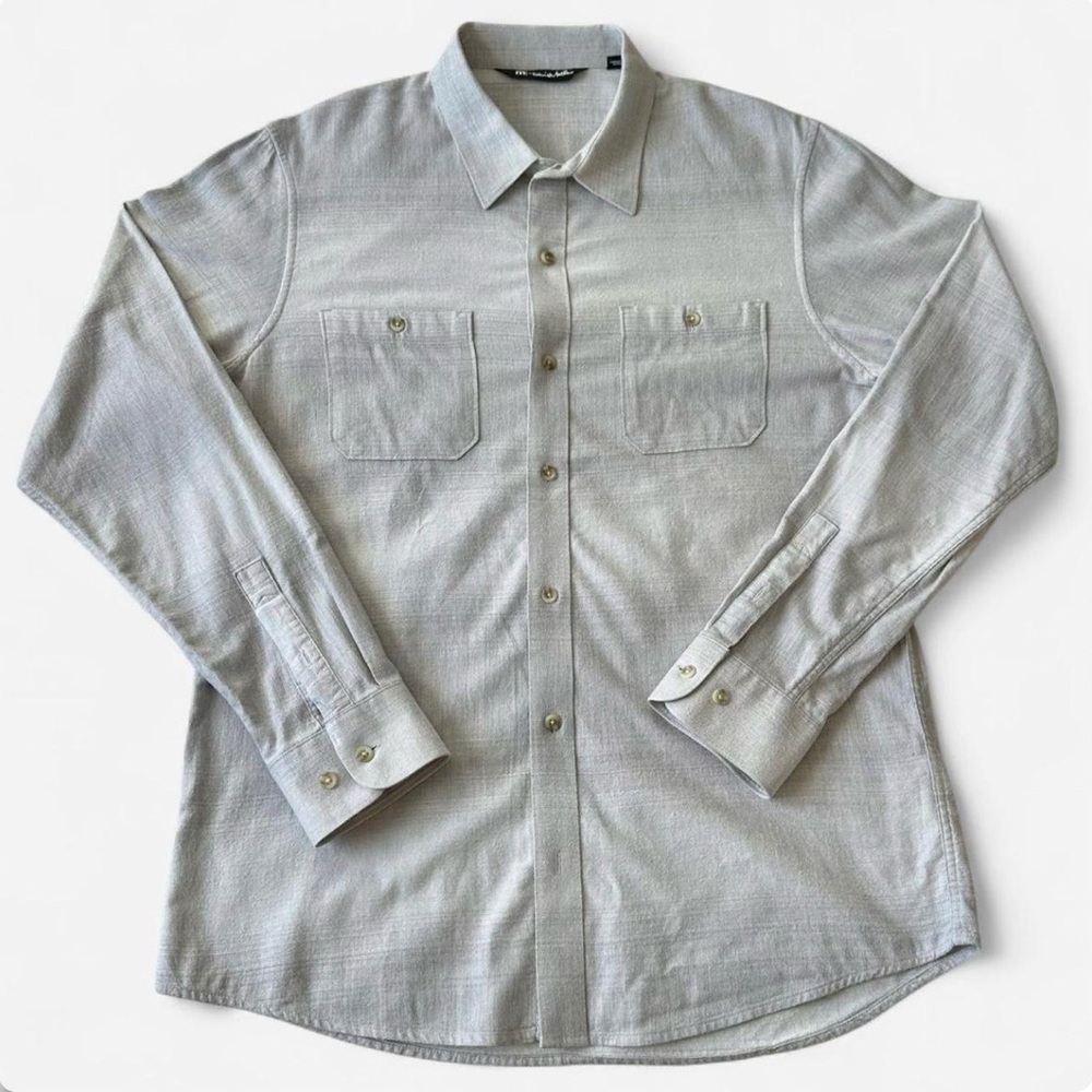 Travis Mathew Gray Button Up Shirt Men’s Medium Casual Golf Coastal Classic Chic